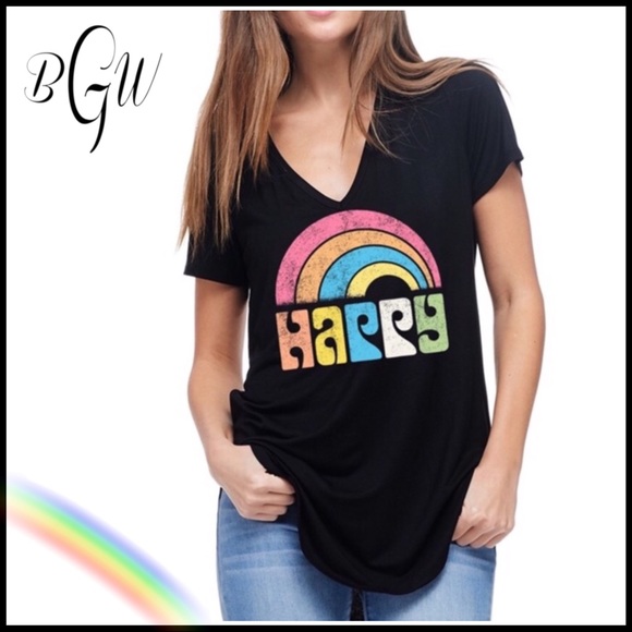 🌺🆕Happy Rainbow Graphic Tee - Picture 1 of 4